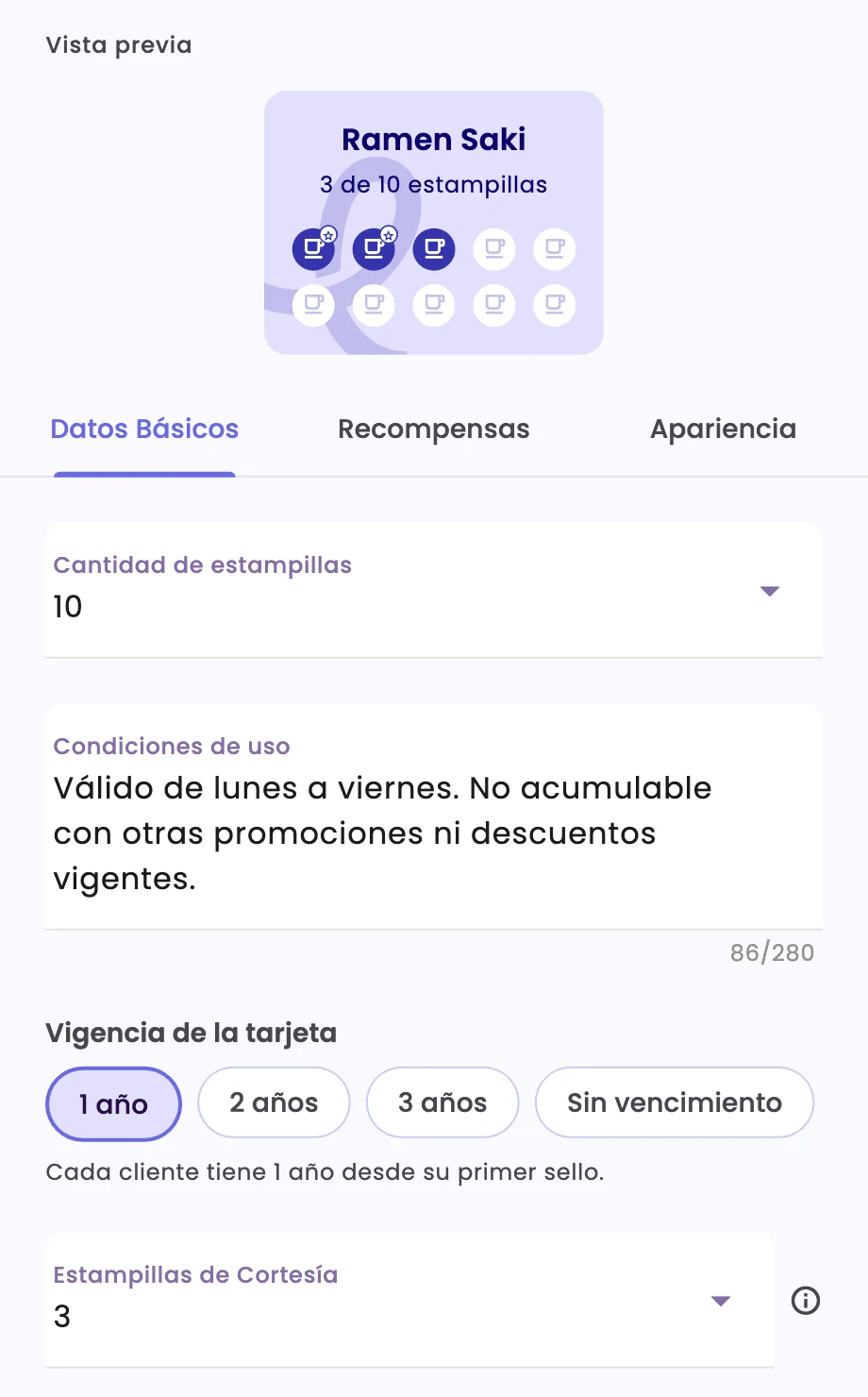 The editor's Basics tab, with the preview at the top