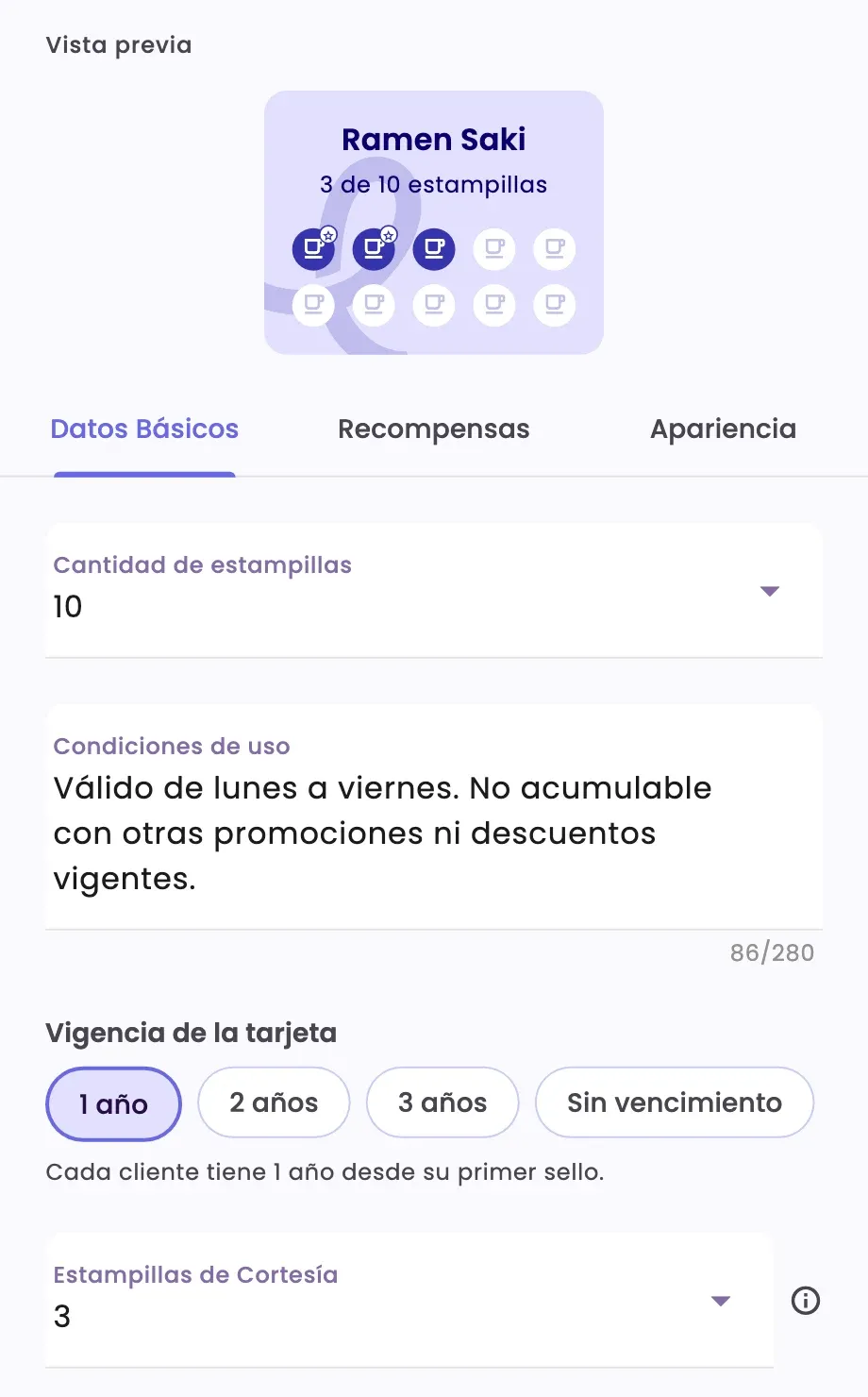 The editor's Basics tab, with the preview at the top