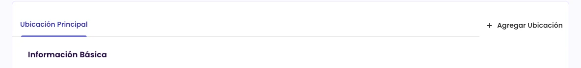 The row of location tabs, with Main Location and Add Location