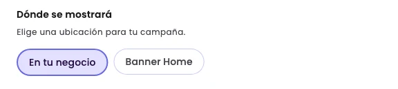 The Where it will appear section with two placements to choose from