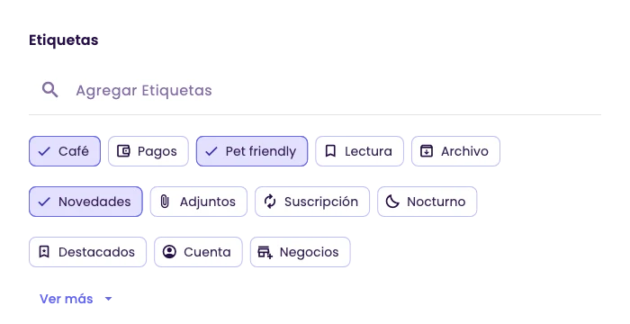 The Tags section, with three tags selected